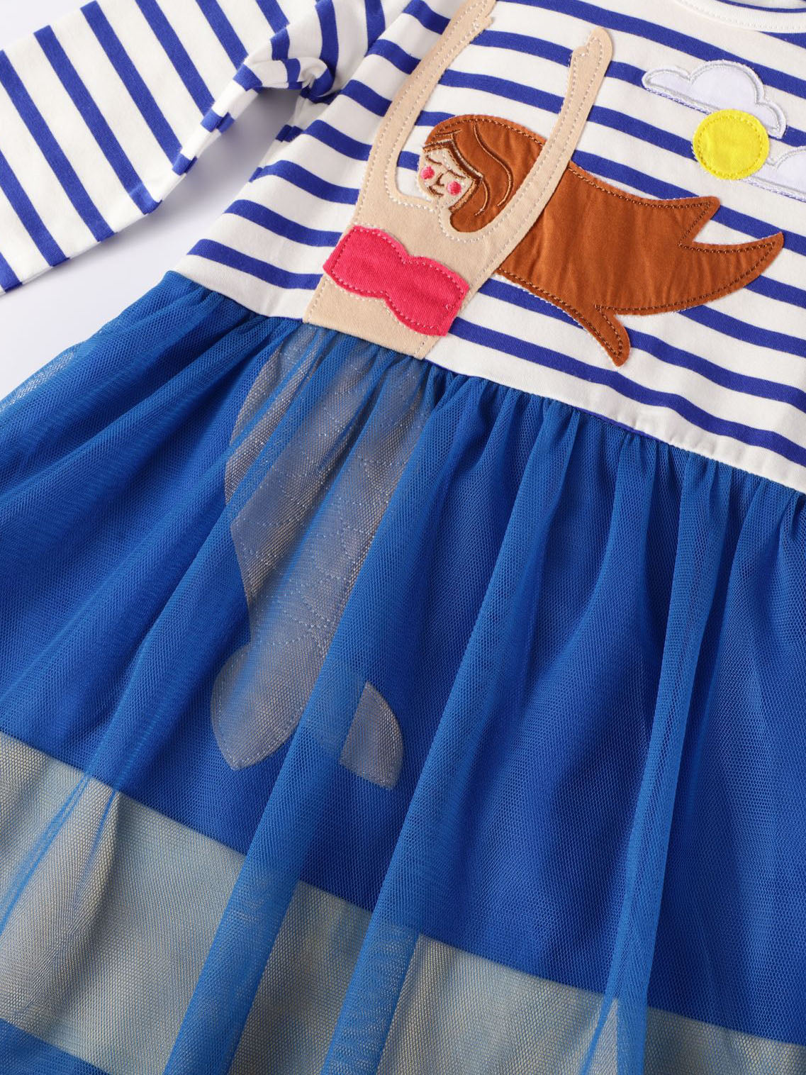 <tc>Mergaitiška dryžuota suknelė Carys mėlyna</tc>