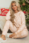 Apricot Christmas Tree Print Loose Fit Two Piece Pajama Set