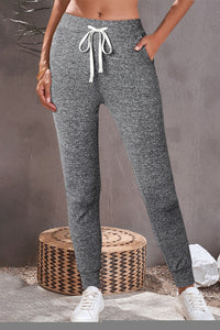 Gray Drawstring Waist Pocketed Joggers