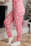 Pink Christmas Snowflake Print Two Piece Loungewear