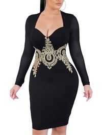 <tc>Elegantiška suknelė su ilgomis rankovėmis ir dekoracijomis Vette juoda</tc>
