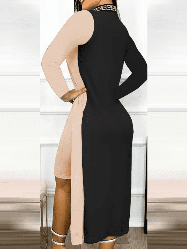 <tc>Elegantiška suknelė Rossor juoda ir rožinė</tc>