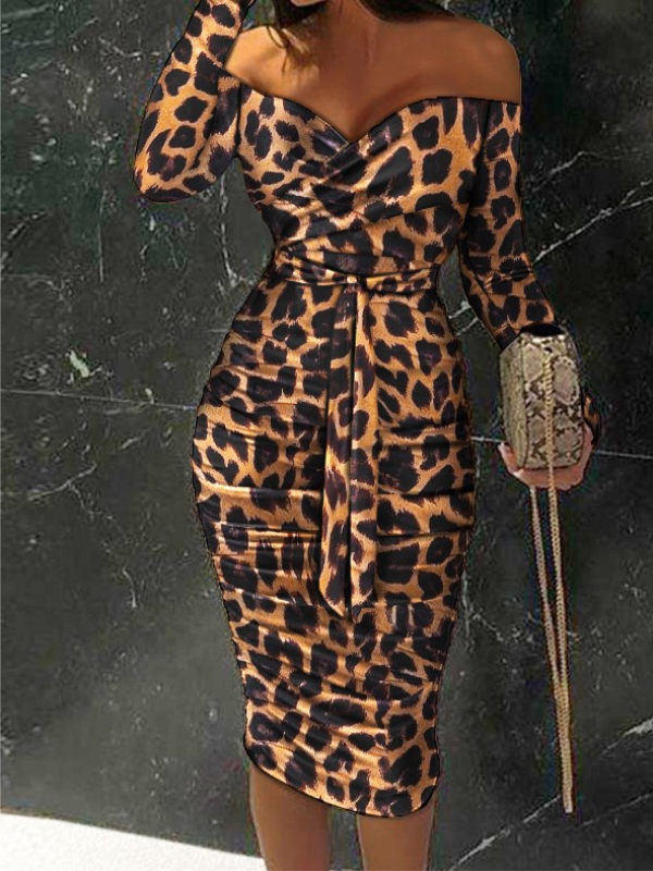 <tc>Elegantiška suknelė Rena leopardo rašto</tc>