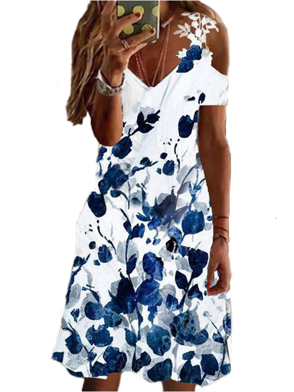 <tc>Elegantiška suknelė Dillini balta ir mėlyna</tc>