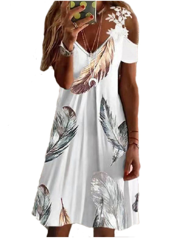 <tc>Elegantiška suknelė Dillini balta ir sidabrinė</tc>
