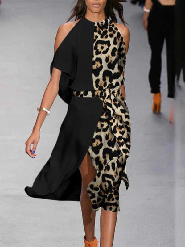 <tc>Elegantiška suknelė Reinheld leopardo ir juodos spalvos</tc>