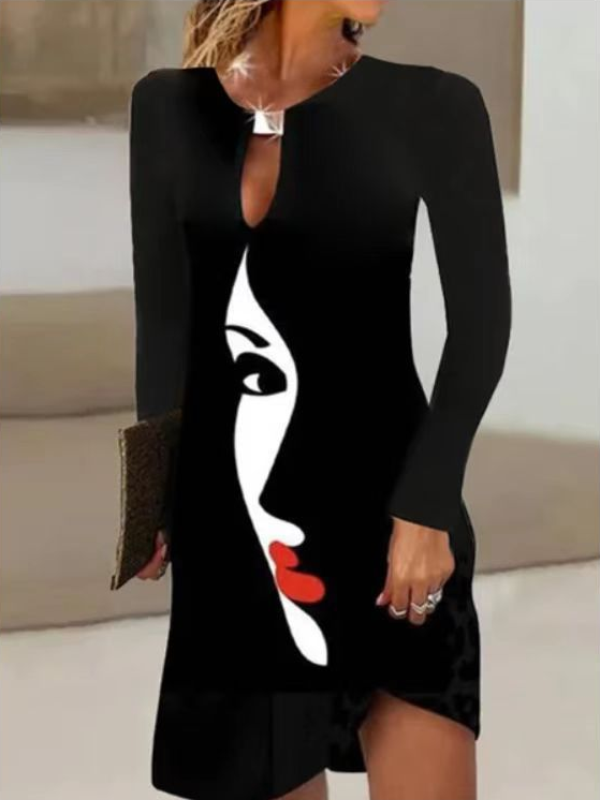 <tc>Suknelė su paveikslėliu Halina juoda</tc>