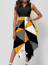 <tc>Elegantiška suknelė Nanuli juoda, balta ir geltona</tc>