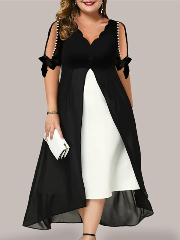 <tc>Elegantiška suknelė Demitria juodai balta</tc>