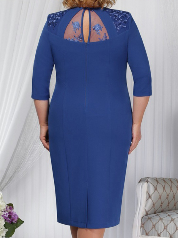 <tc>Elegantiška suknelė Ovalia tamsiai mėlyna</tc>