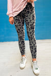 Gray Classic Leopard Print Active Leggings