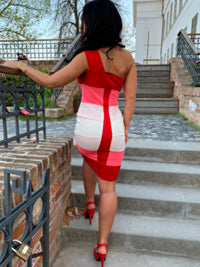 ONE SHOULDER MIDI DRESS TRACY įvairiaspalvė