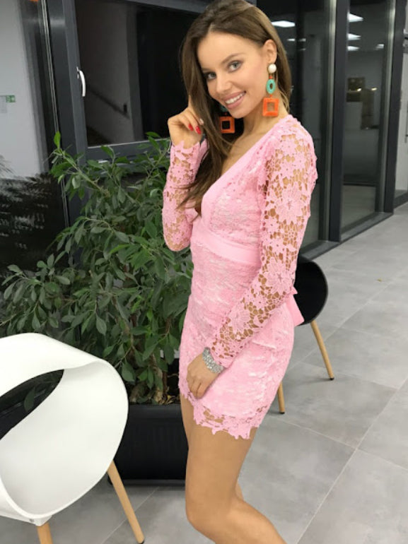 NĖRININĖ MINI SUKNELĖ SU IŠkirpta nugara SHARON rožinė