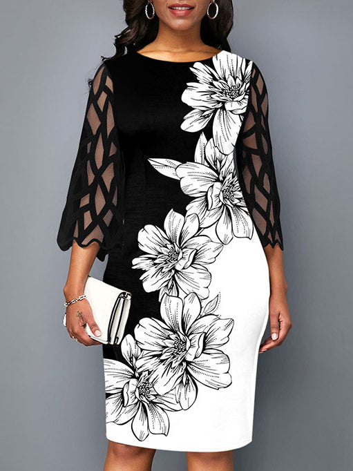 <tc>Elegantiška mini suknelė Kiona juodai balta</tc>