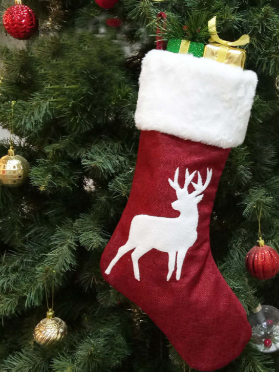 <tc>Dekoracija kalėdų dovanų maišelis "kojinės" Marry raudona su elniu</tc>