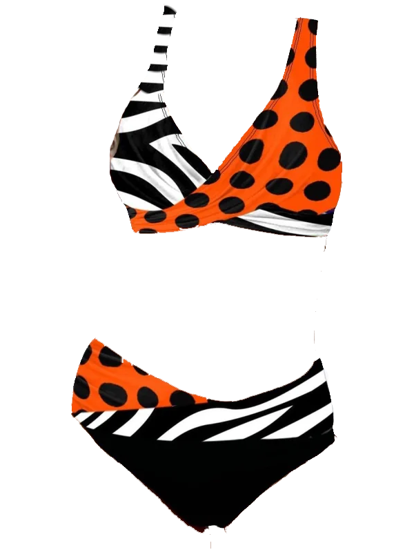 <tc>Bikinis Edite juodas, baltas ir oranžinis</tc>