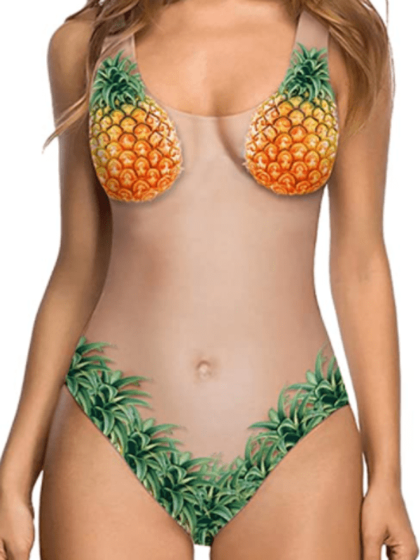 MONOKINI Z NADRUKIEM ANANASA JOANAH zielone