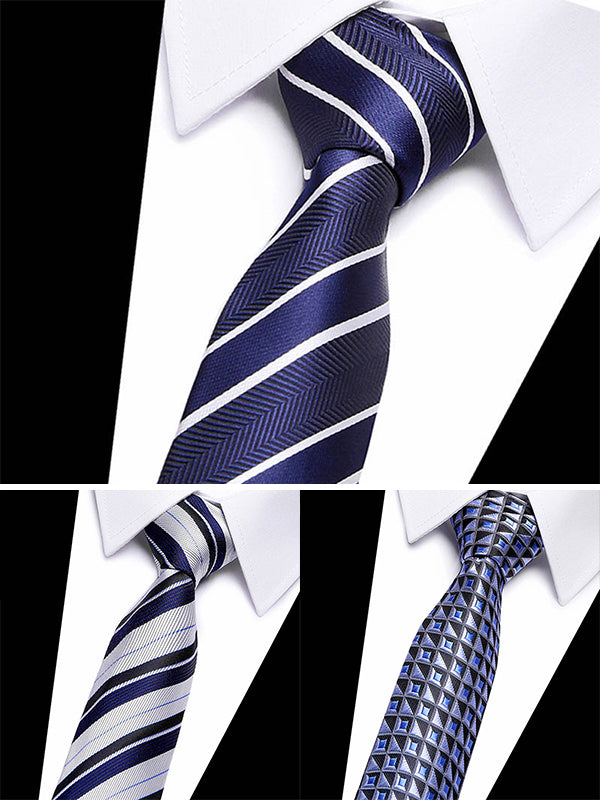 <tc>3-jų vnt. kaklaraiščių rinkinys Chess baltas, mėlynas, tamsiai mėlynas</tc>
